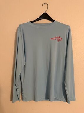 Reel Life Men's Performance Fishing Shirt Blue Long Sleeve UPF 50+ Sz M
